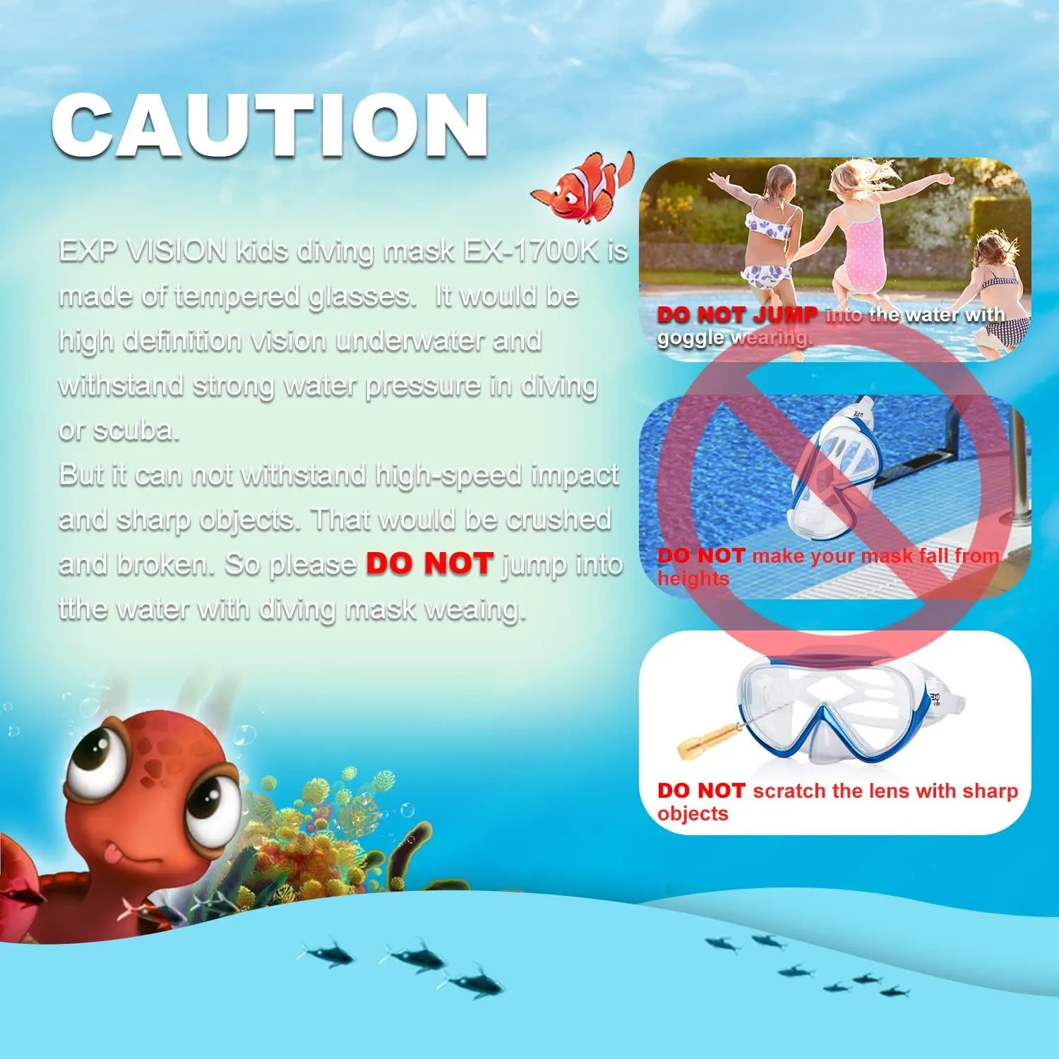 Kids Snorkel Swim Mask, Child Diving Mask Anti-Fog Swim Goggles with Nose Cover for Snorkeling Diving Swimming