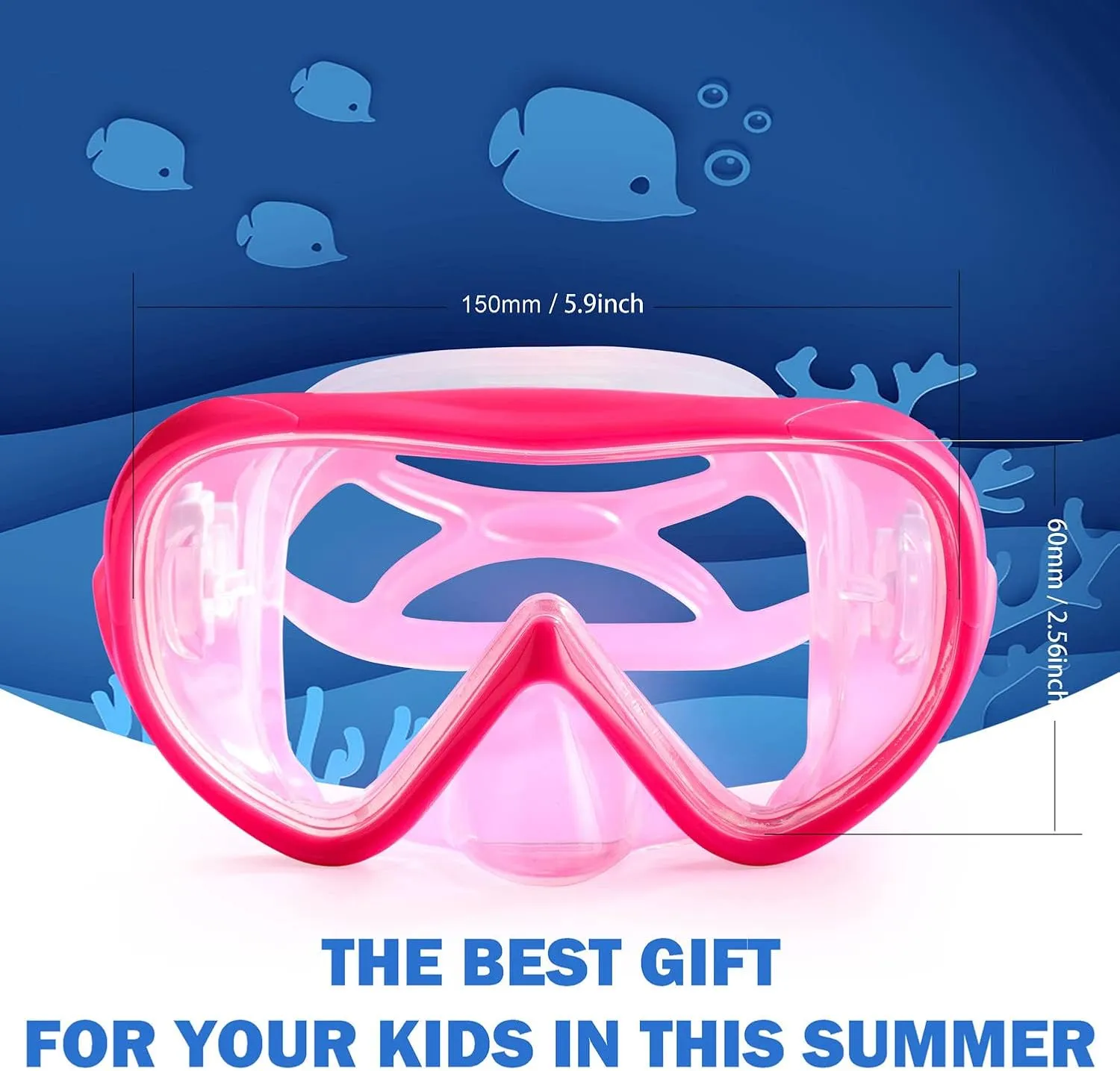 Kids Snorkel Swim Mask, Child Diving Mask Anti-Fog Swim Goggles with Nose Cover for Snorkeling Diving Swimming