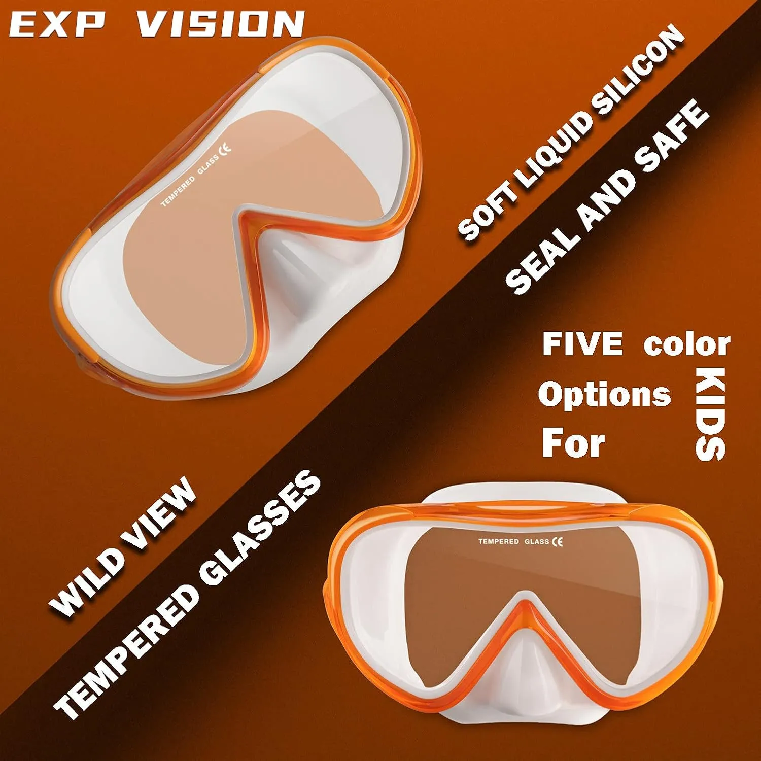 Kids Snorkel Swim Mask, Child Diving Mask Anti-Fog Swim Goggles with Nose Cover for Snorkeling Diving Swimming
