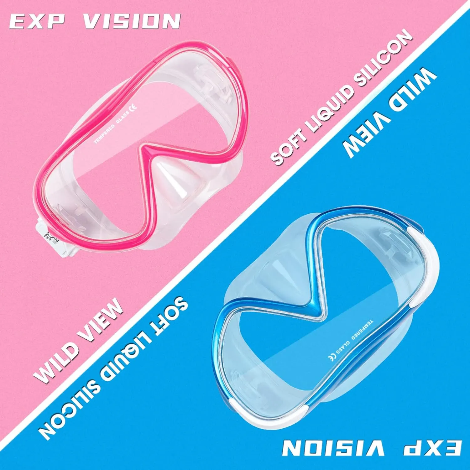 Kids Snorkel Swim Mask, Child Diving Mask Anti-Fog Swim Goggles with Nose Cover for Snorkeling Diving Swimming