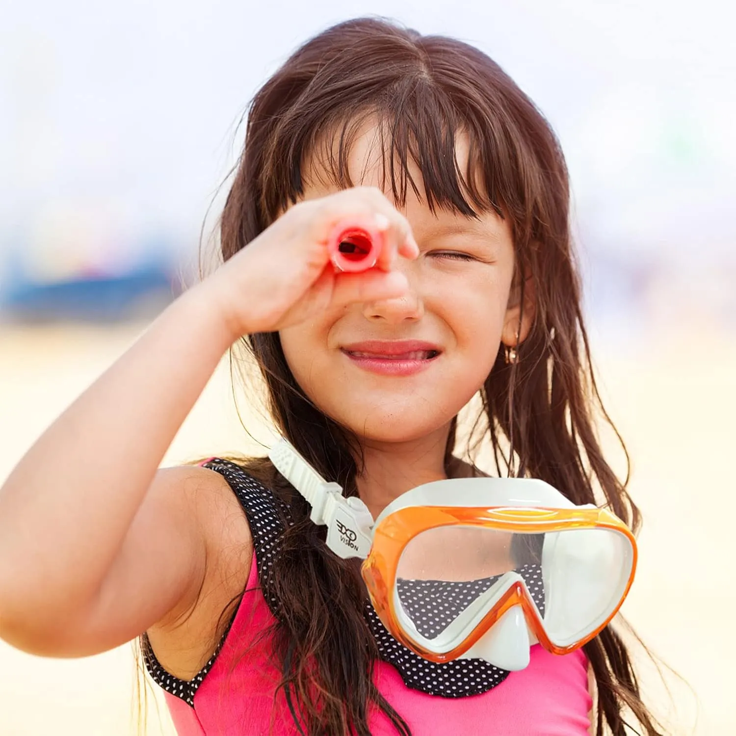 Kids Snorkel Swim Mask, Child Diving Mask Anti-Fog Swim Goggles with Nose Cover for Snorkeling Diving Swimming