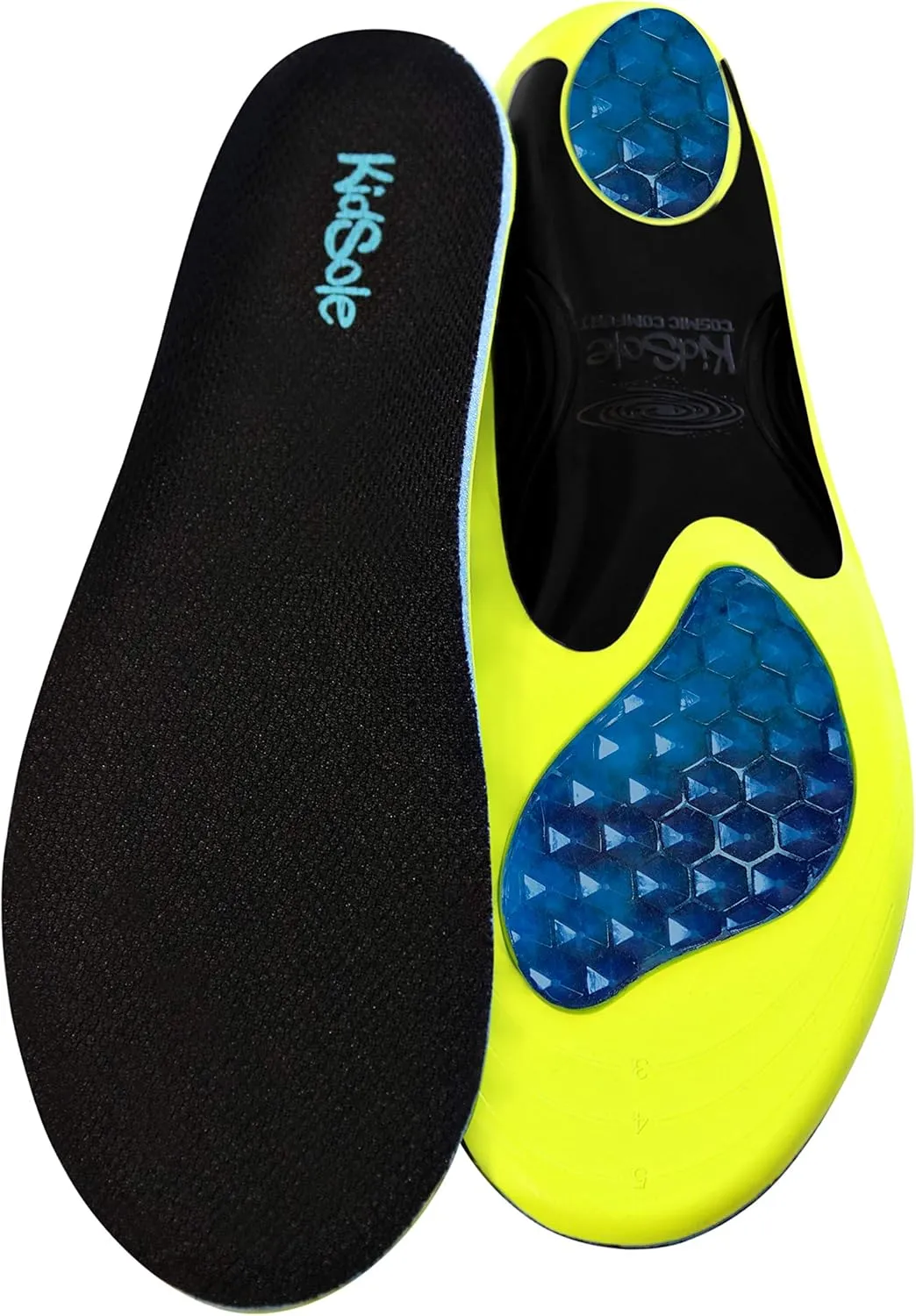 KidSole Cosmic Comfort Reinforced Arch Support Soft & Strong Children's Insole. Slim Profile & Strong Support with Memory Foam Soft Top. ((24 CM) US Kid's Size 3-6)