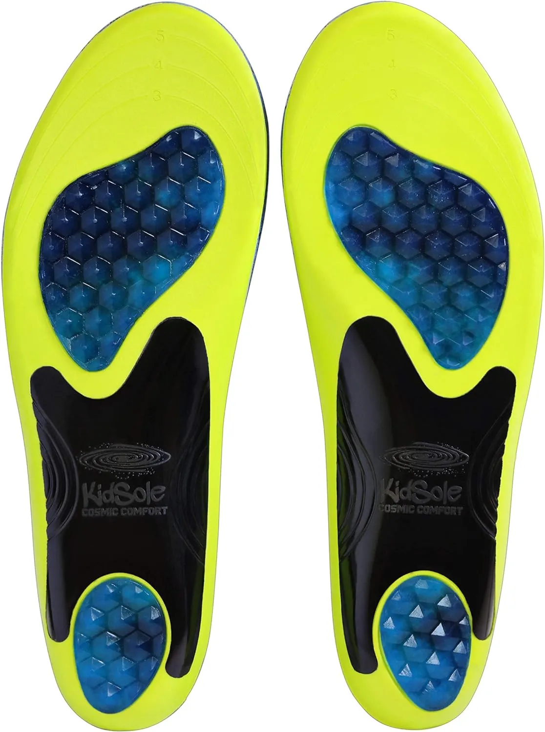 KidSole Cosmic Comfort Reinforced Arch Support Soft & Strong Children's Insole. Slim Profile & Strong Support with Memory Foam Soft Top. ((24 CM) US Kid's Size 3-6)