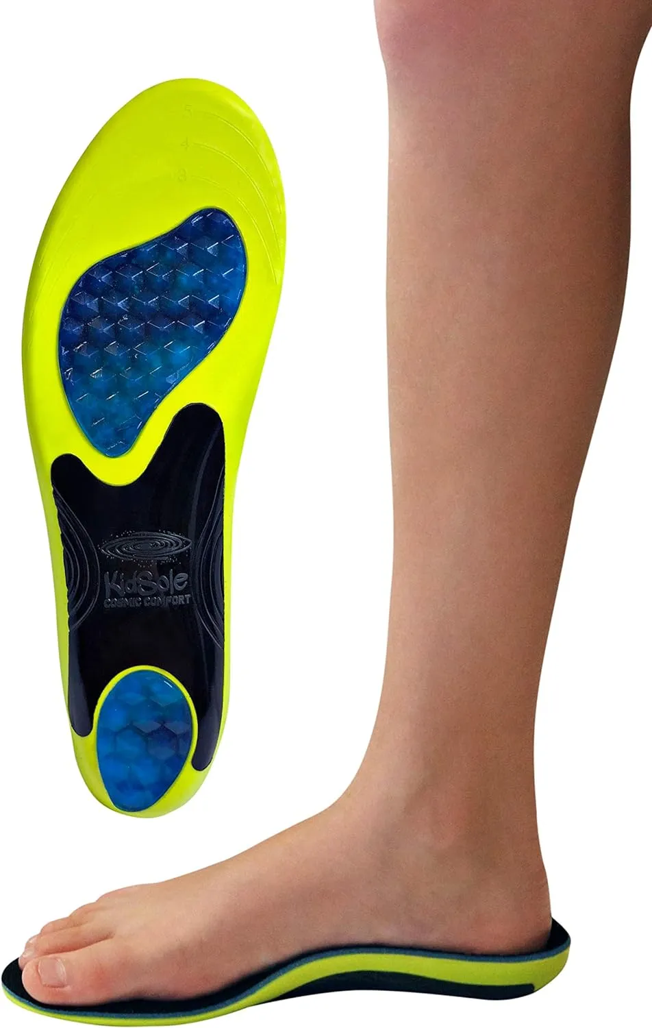 KidSole Cosmic Comfort Reinforced Arch Support Soft & Strong Children's Insole. Slim Profile & Strong Support with Memory Foam Soft Top. ((24 CM) US Kid's Size 3-6)