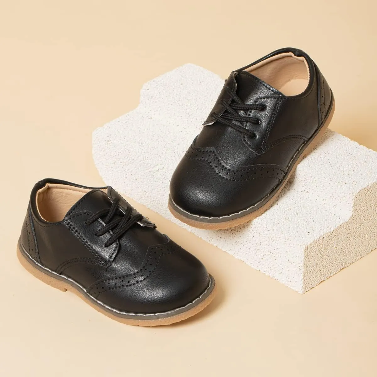 KIDSUN Toddler Boy’s Girl’s Dress Shoes Comfort Lace-Up Oxford School Uniform Shoes Loafer Flats (Toddler/Little Kid) E-Black