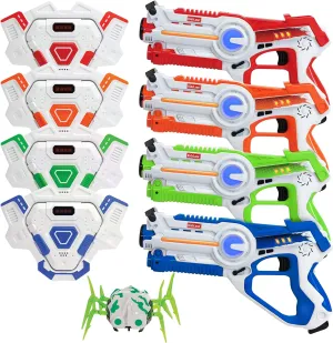 Kidzlane Laser Tag Set - 4 Players with Vest and Spider Target, Indoor/Outdoor Fun for Kids, Boys and Girls