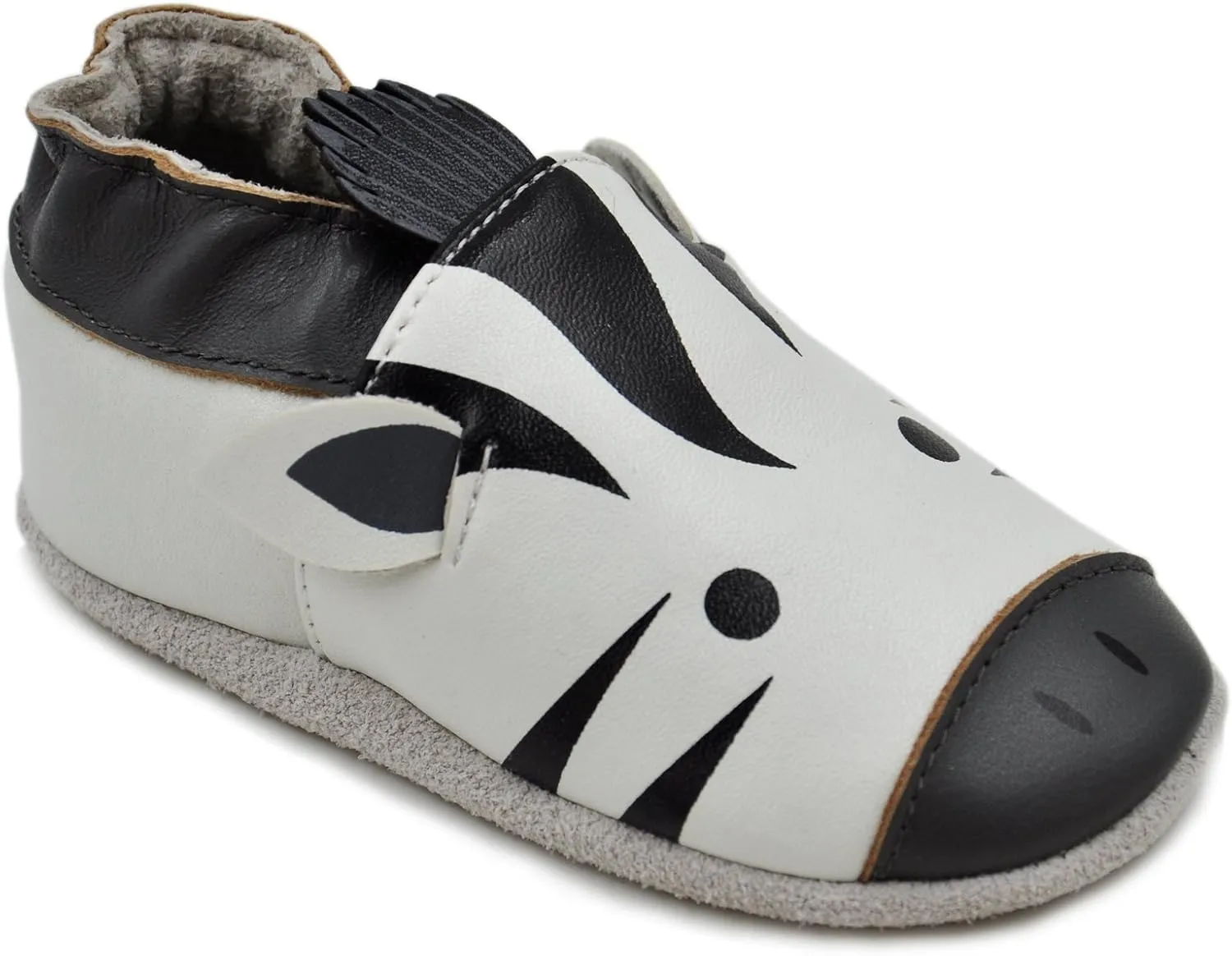 Kimi & Kai Baby Unisex Lambskin Leather Soft Sole Shoes - Zebra