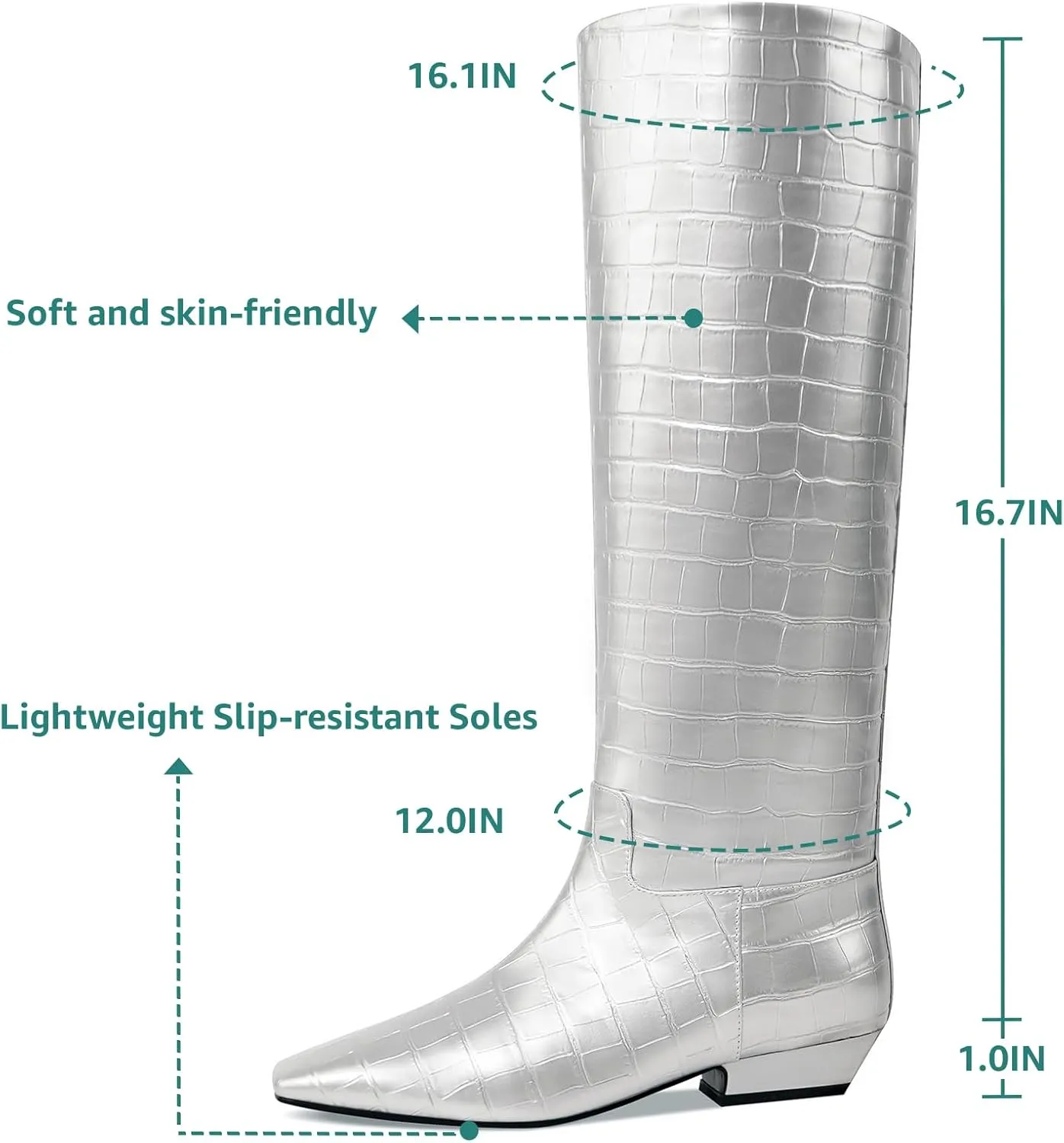 Knee High Boots for Women, Low Kitten Heel, Pull-on Block Heel, Square Toe, Flat Tall Riding Boots, Gogo Boots, Faux Leather