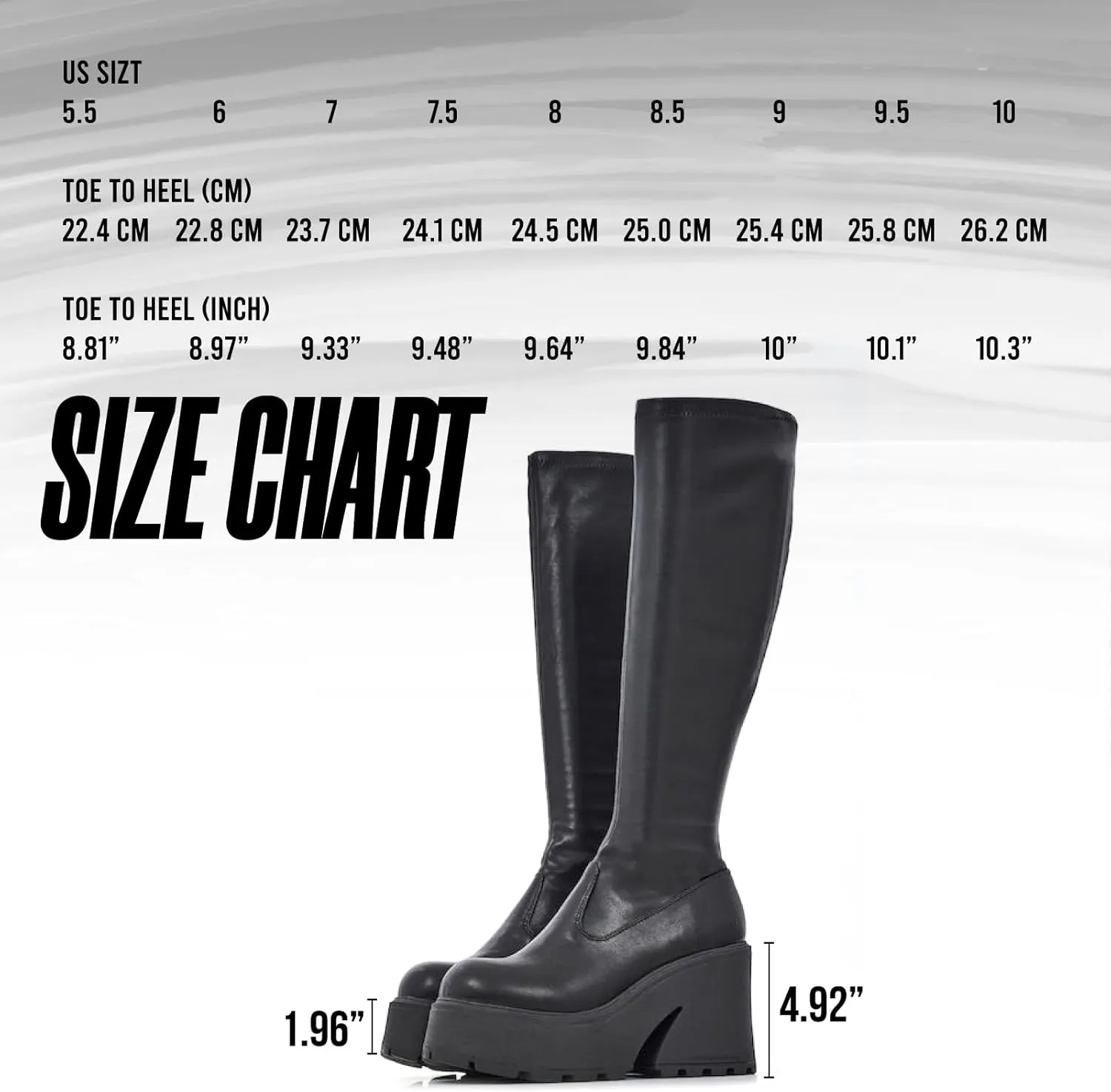 Knee High Boots Women Black Boots For Women Platform Chunky Heel Elastic Combat Boots Women Round Toe Fashion Motorcycle Punk Goth Boots