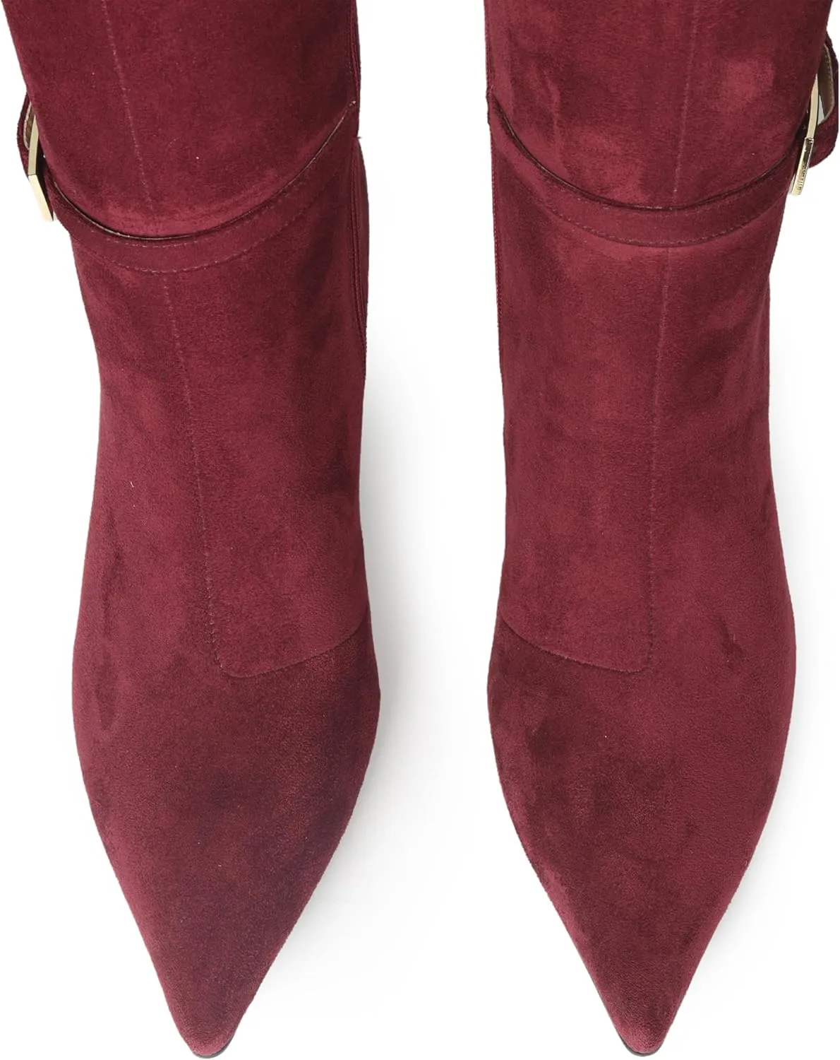 Knee High Boots Women Stiletto High Heel 3.3in, Side Zipper Pointed Toe Metal Buckle Tall Boots Dress Boots for Women, Comfortable Faux Leather Below the Knee Long Boots
