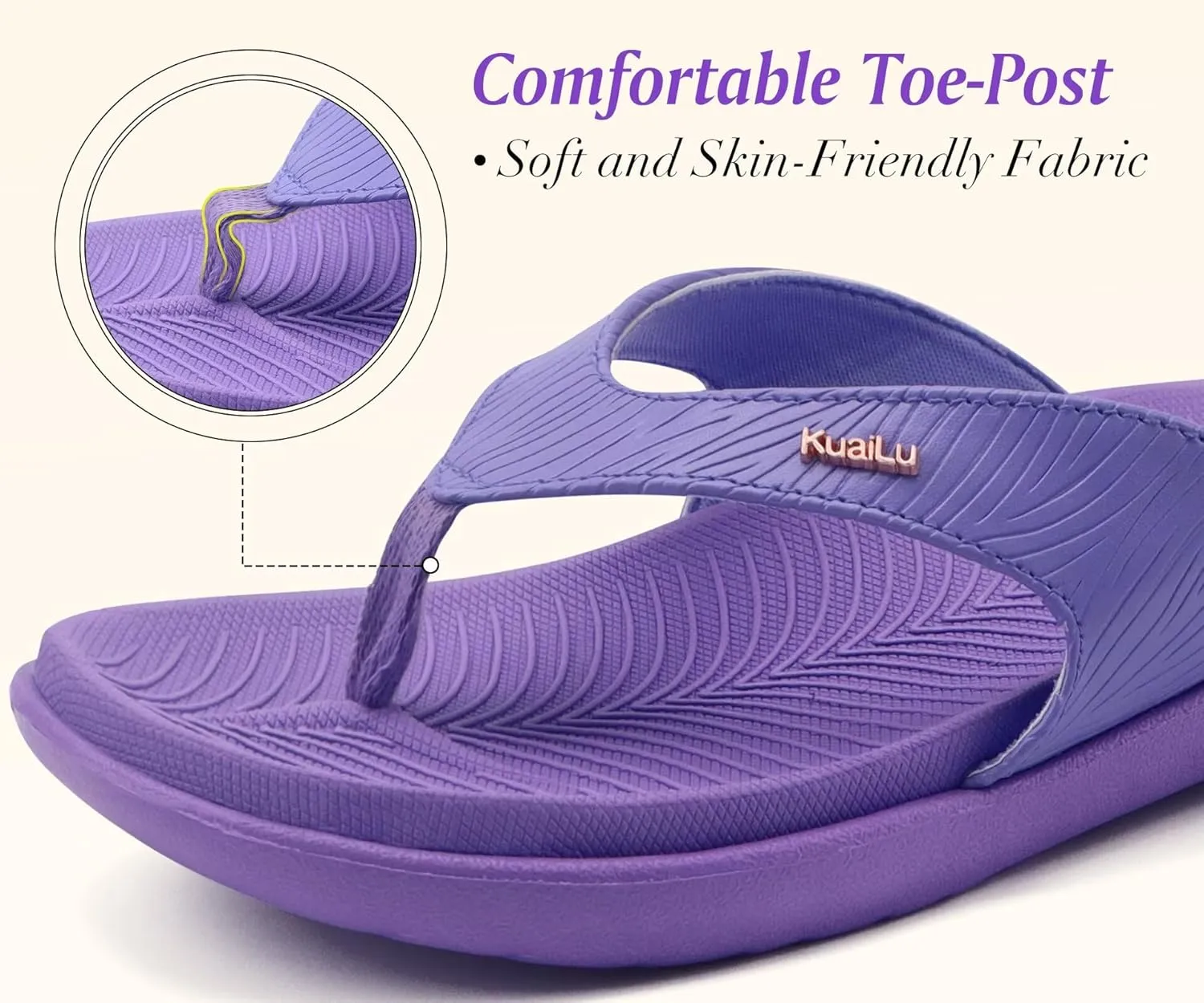 KuaiLu Flip Flops For Women Ladies Orthotic Yoga Mat Cushion Sandals Dressy Womans Lightweight Summer Slip On Beach Thong Sandles with Comfortable Arch Support (US Size 5-12)