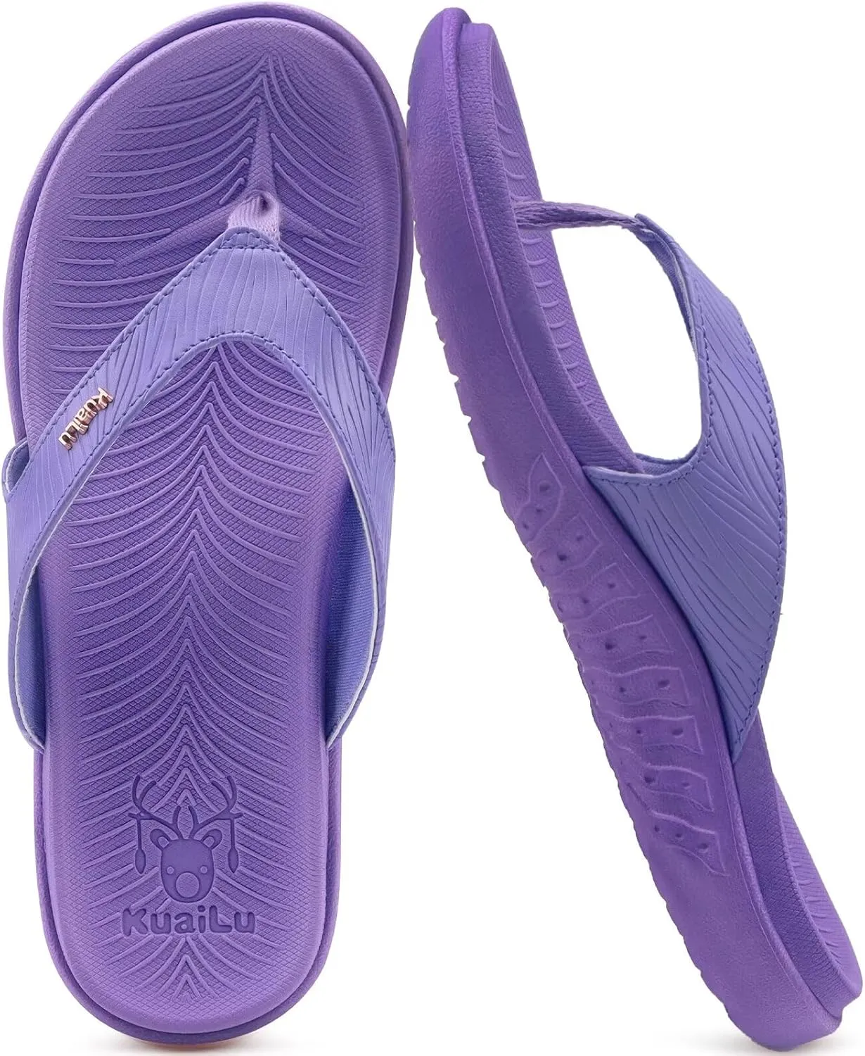 KuaiLu Flip Flops For Women Ladies Orthotic Yoga Mat Cushion Sandals Dressy Womans Lightweight Summer Slip On Beach Thong Sandles with Comfortable Arch Support (US Size 5-12)