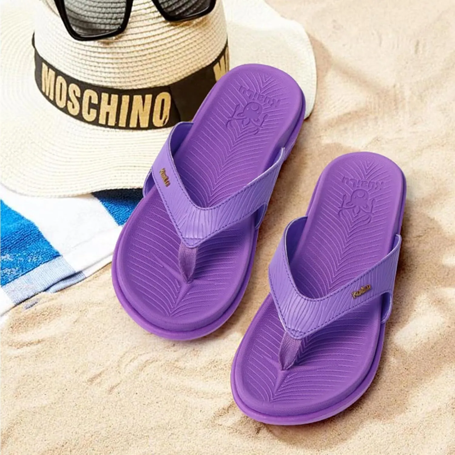 KuaiLu Flip Flops For Women Ladies Orthotic Yoga Mat Cushion Sandals Dressy Womans Lightweight Summer Slip On Beach Thong Sandles with Comfortable Arch Support (US Size 5-12)