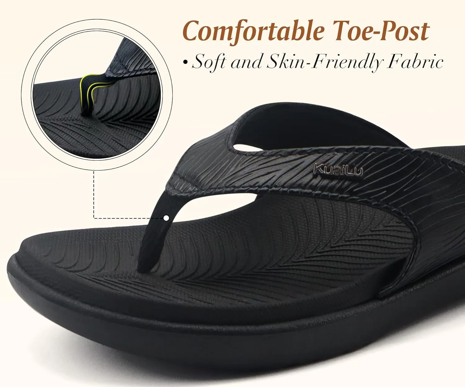KuaiLu Flip Flops For Women Ladies Orthotic Yoga Mat Cushion Sandals Dressy Womans Lightweight Summer Slip On Beach Thong Sandles with Comfortable Arch Support (US Size 5-12)