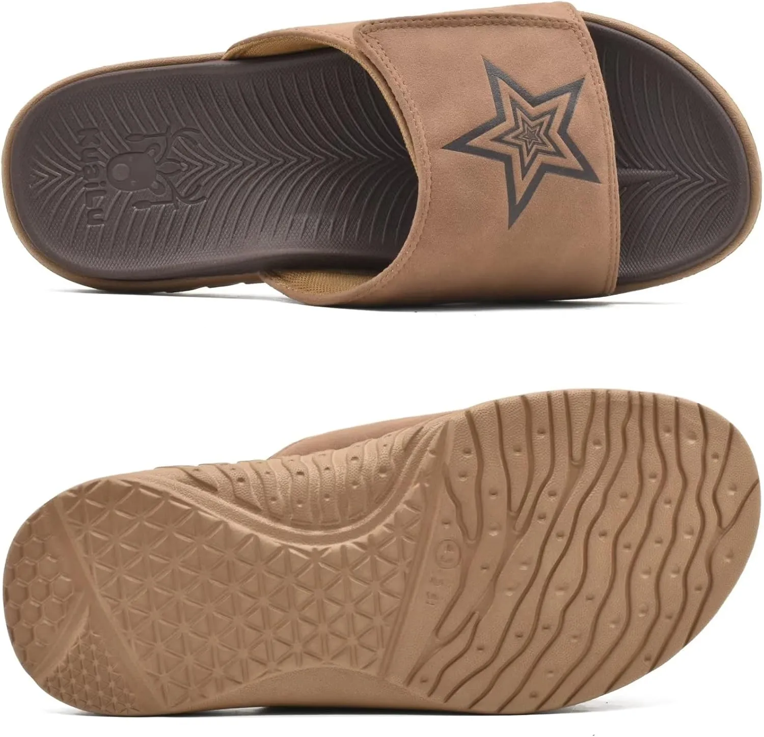 KuaiLu Mens Slides Soft Cushion Sport Sandals with Plantar Fasciitis Arch Support Adjustable Open Toe Summer Slippers Slip on Indoor Outdoor Size 7-15