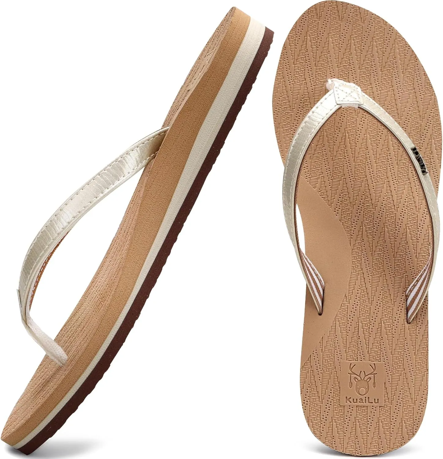 KuaiLu Womens Fashion Flip Flops Ladies Lightweight Summer Beach Yoga Mat Thong Sandals with Comfortable Arch Support