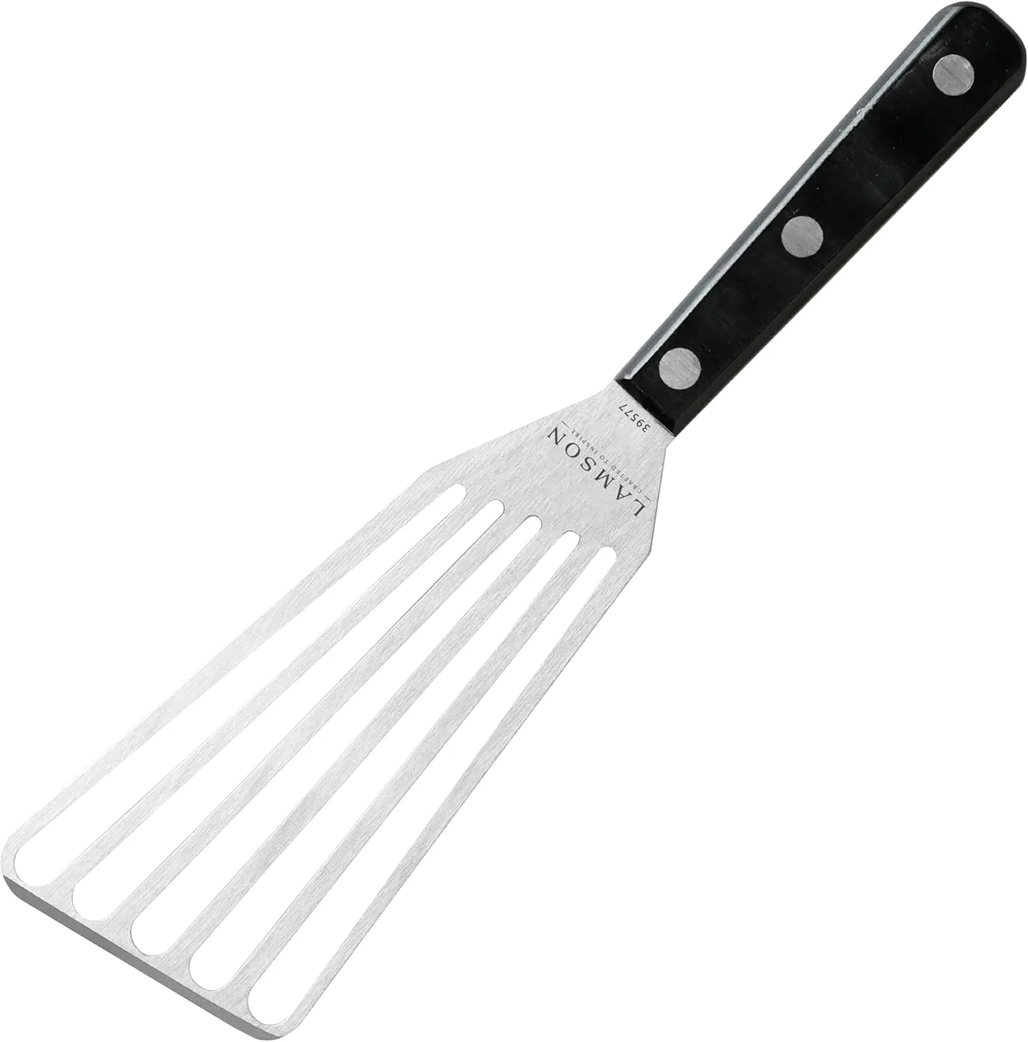 Lamson 3" x 6" Chef's Slotted Turner with Noir Ultra Durable Handle - Right Hand