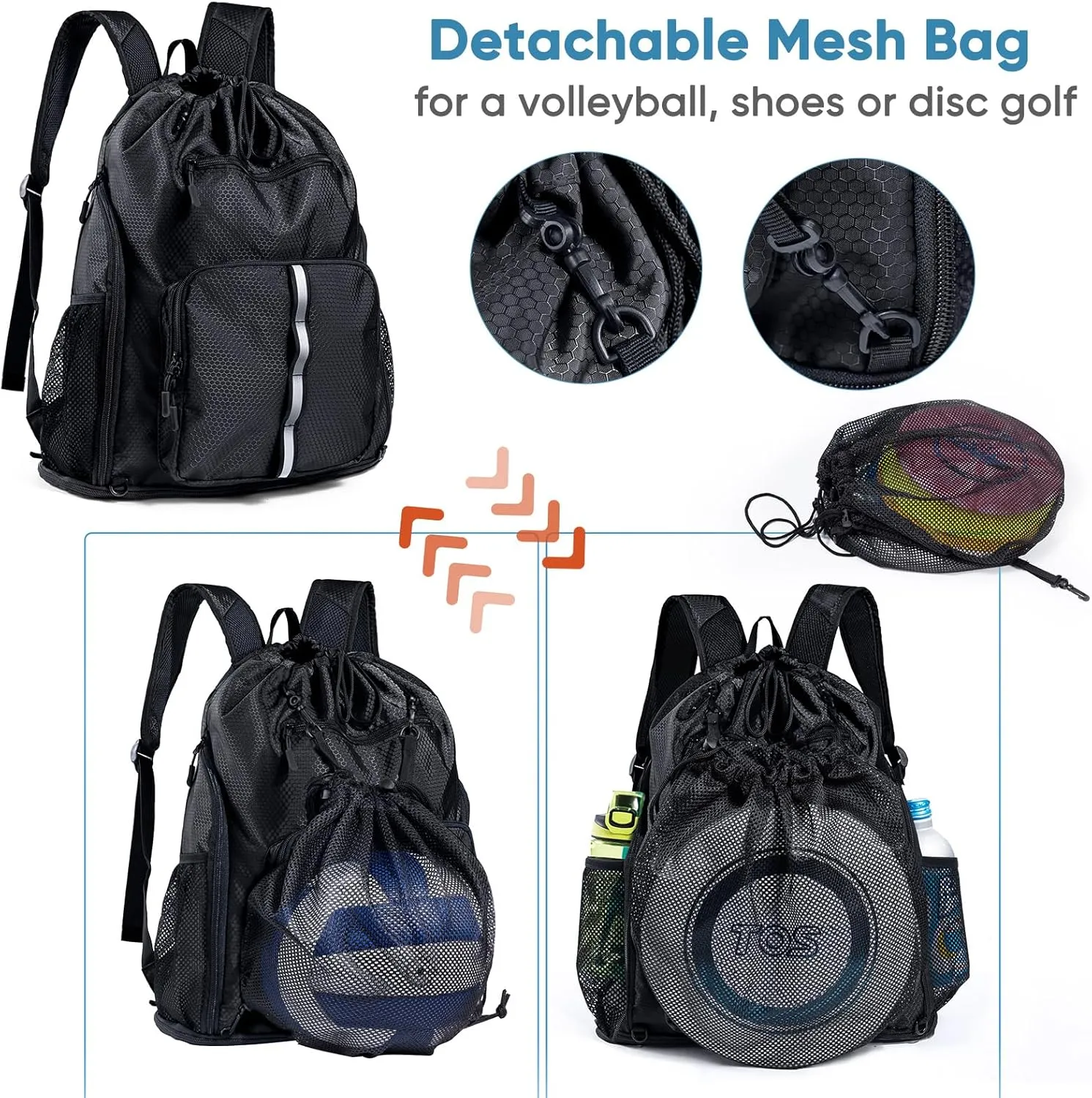 Large Beach Backpack Waterproof Sandproof - Customized Oversized Drawstring Pool Bag with Shoe Compartment for Toiletries, Towels, Gym, Travel