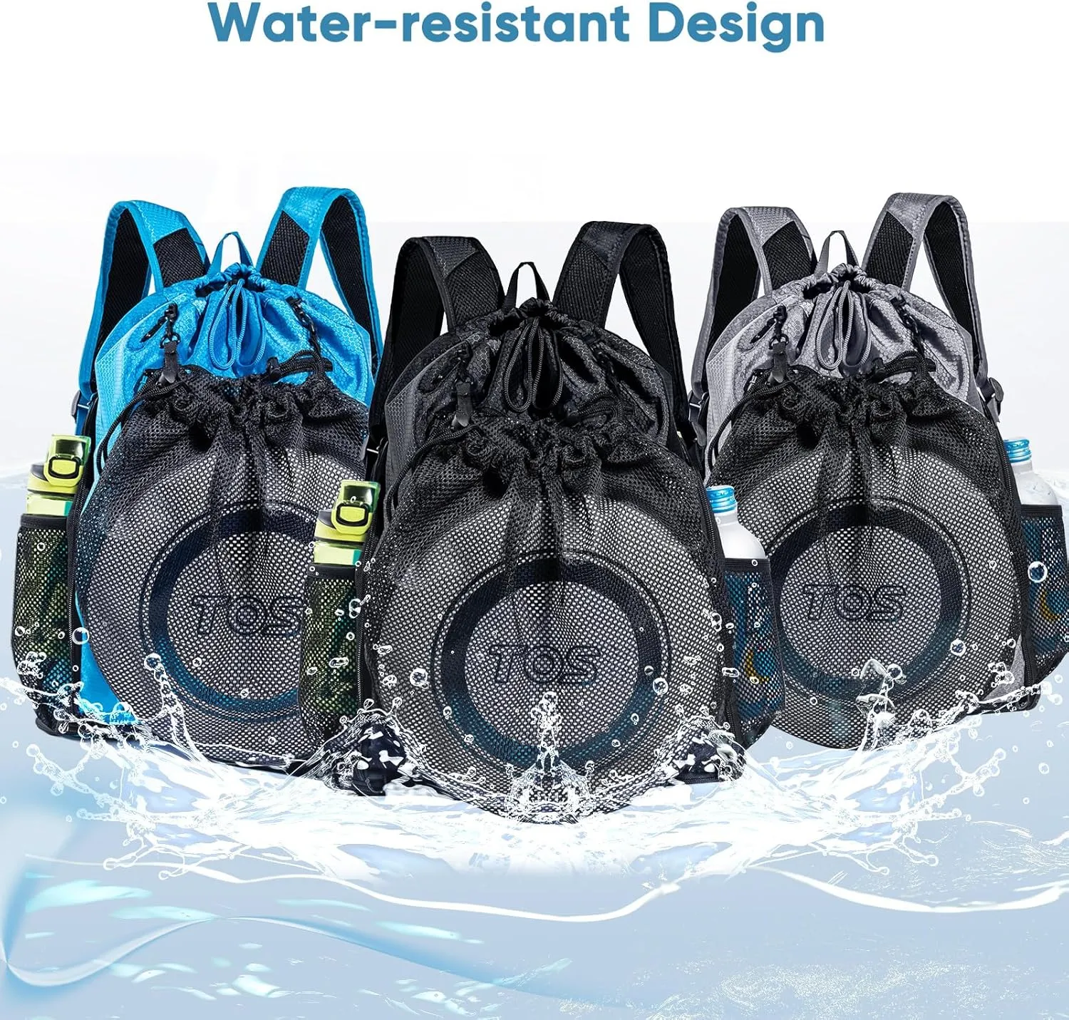 Large Beach Backpack Waterproof Sandproof - Customized Oversized Drawstring Pool Bag with Shoe Compartment for Toiletries, Towels, Gym, Travel