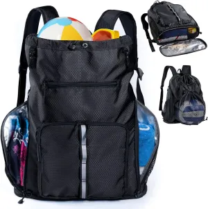 Large Beach Backpack Waterproof Sandproof - Customized Oversized Drawstring Pool Bag with Shoe Compartment for Toiletries, Towels, Gym, Travel