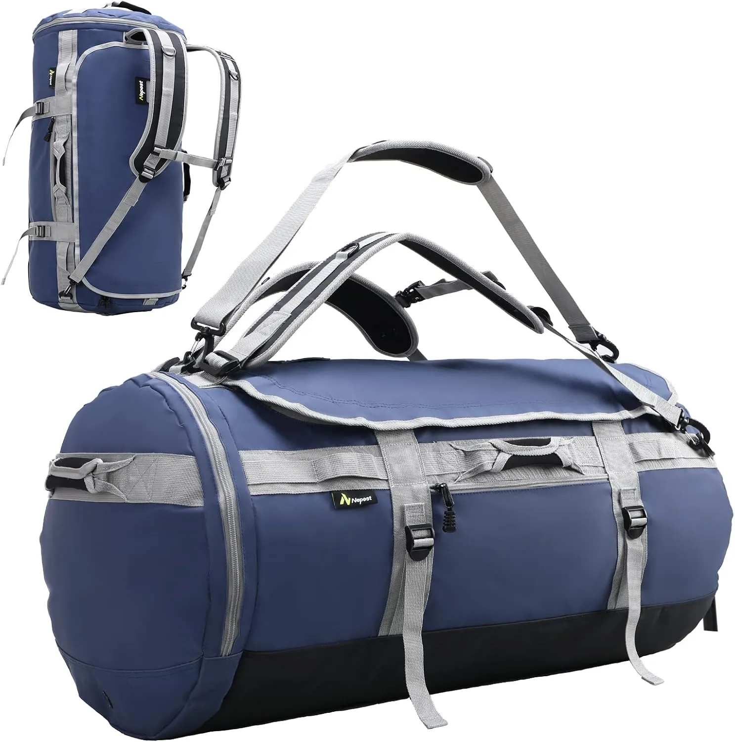 Large Duffel Backpack Bag, 3-Way Water Resistant Gym Duffle Bag with Shoe Compartment for Sports Workout Travel (Blue, 60L)