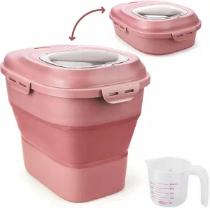 Large Rice Storage Container, 20lb to 50lb Collapsible Dry Food Storage Bins with Flip Lid and Rolling Wheel, Kitchen Organization Pantry to Store Cereal Flour, Dog Cat Food Storage Container