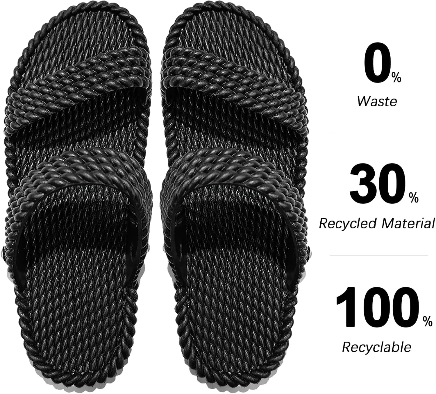 LAVAU Slide Sandals for Women, Slip-On Waterproof Slippers with Two Strap for Beach/Pool/Shower/Outdoor, Recyclable