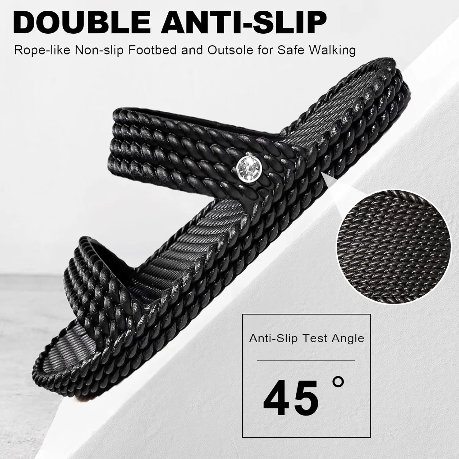 LAVAU Slide Sandals for Women, Slip-On Waterproof Slippers with Two Strap for Beach/Pool/Shower/Outdoor, Recyclable