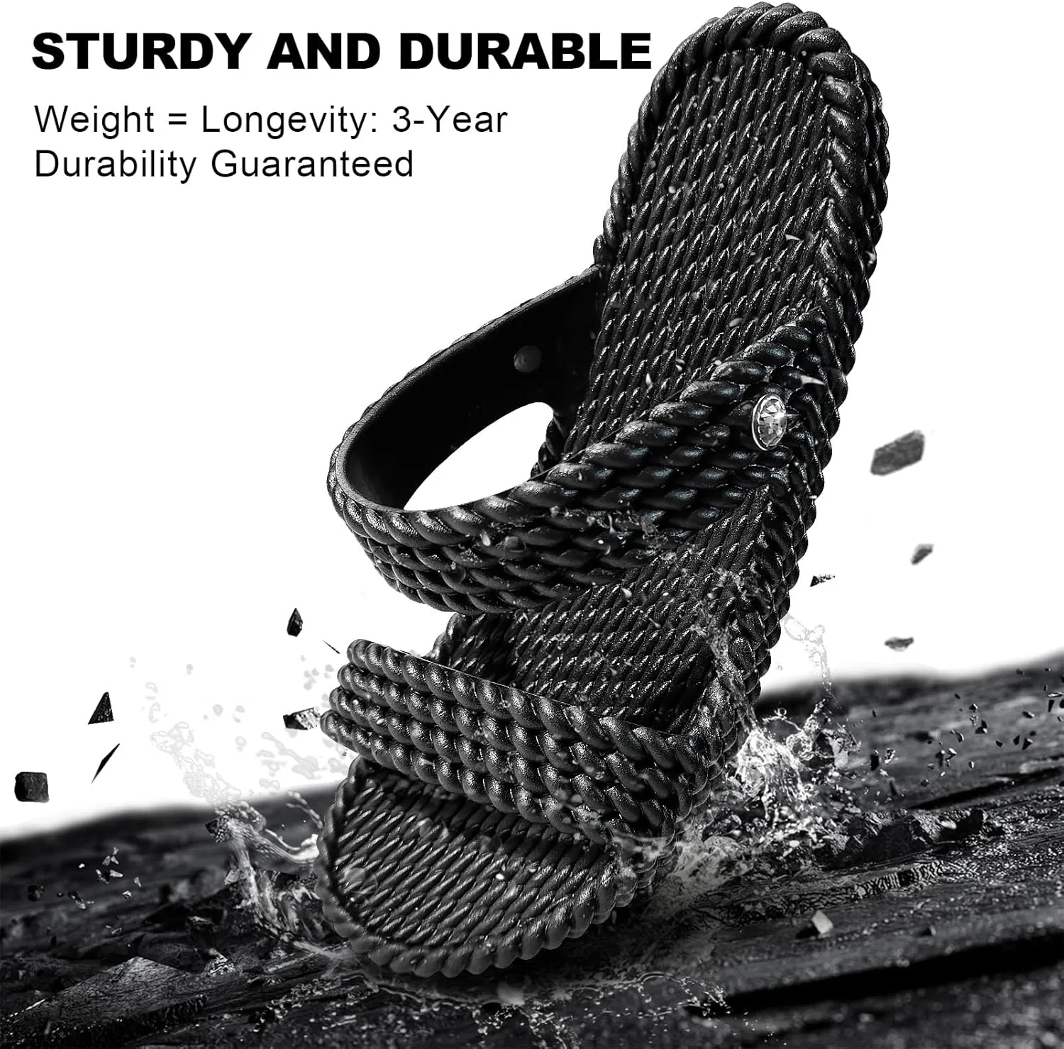 LAVAU Slide Sandals for Women, Slip-On Waterproof Slippers with Two Strap for Beach/Pool/Shower/Outdoor, Recyclable