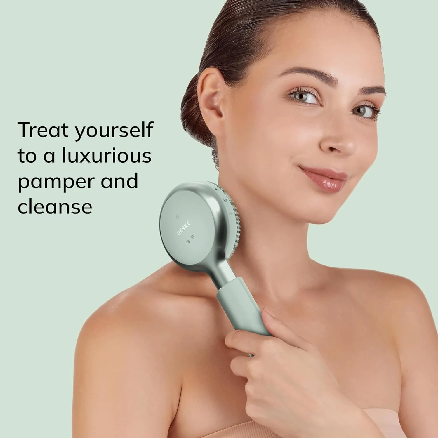 LED Sonic Full-Body Brush | 9 in 1 | Body Cleansing Brush & Intensive Exfoliator with LED | with SmartSonic Pulsations | Expert Deep Cleansing & Massage | Rough Skin Remover | Adjustable Handle