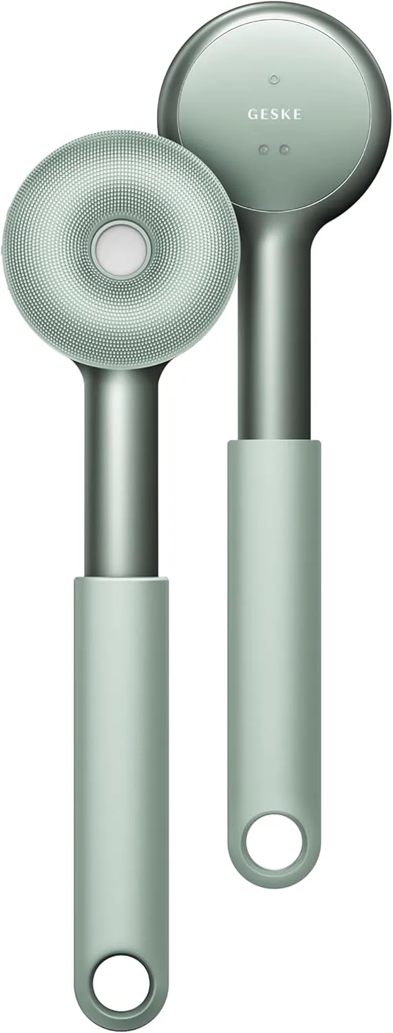 LED Sonic Full-Body Brush | 9 in 1 | Body Cleansing Brush & Intensive Exfoliator with LED | with SmartSonic Pulsations | Expert Deep Cleansing & Massage | Rough Skin Remover | Adjustable Handle