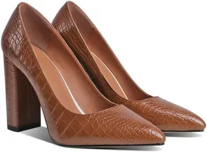 LEHOOR Women Chunky High Heel Pumps Pointed Toe Animal Print Suede Closed Toe Sandals 4 Inch Block Heel Slip On Dress Pumps Shoes Sexy Chic Office Ladies Evening Party 4-11 M US
