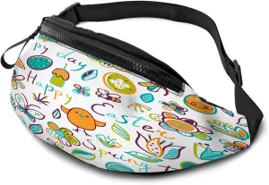 Leisure Sports Crossbody Fanny Pack Waist Bag For Women Men Cute Chicken Bee Dragonfly Flying Around Flowering Shrubs Wallets Belt Bag With Earphone Jack Zipper Bag Phone Bag For Outdoor