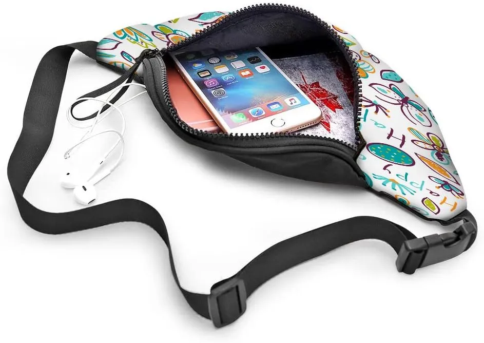 Leisure Sports Crossbody Fanny Pack Waist Bag For Women Men Cute Chicken Bee Dragonfly Flying Around Flowering Shrubs Wallets Belt Bag With Earphone Jack Zipper Bag Phone Bag For Outdoor