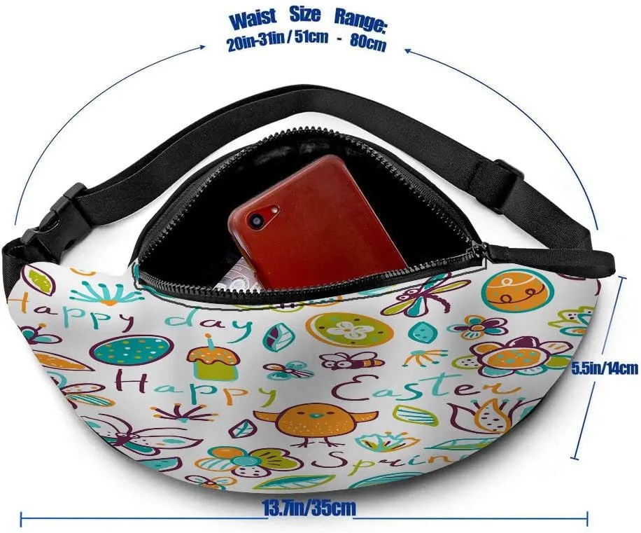 Leisure Sports Crossbody Fanny Pack Waist Bag For Women Men Cute Chicken Bee Dragonfly Flying Around Flowering Shrubs Wallets Belt Bag With Earphone Jack Zipper Bag Phone Bag For Outdoor