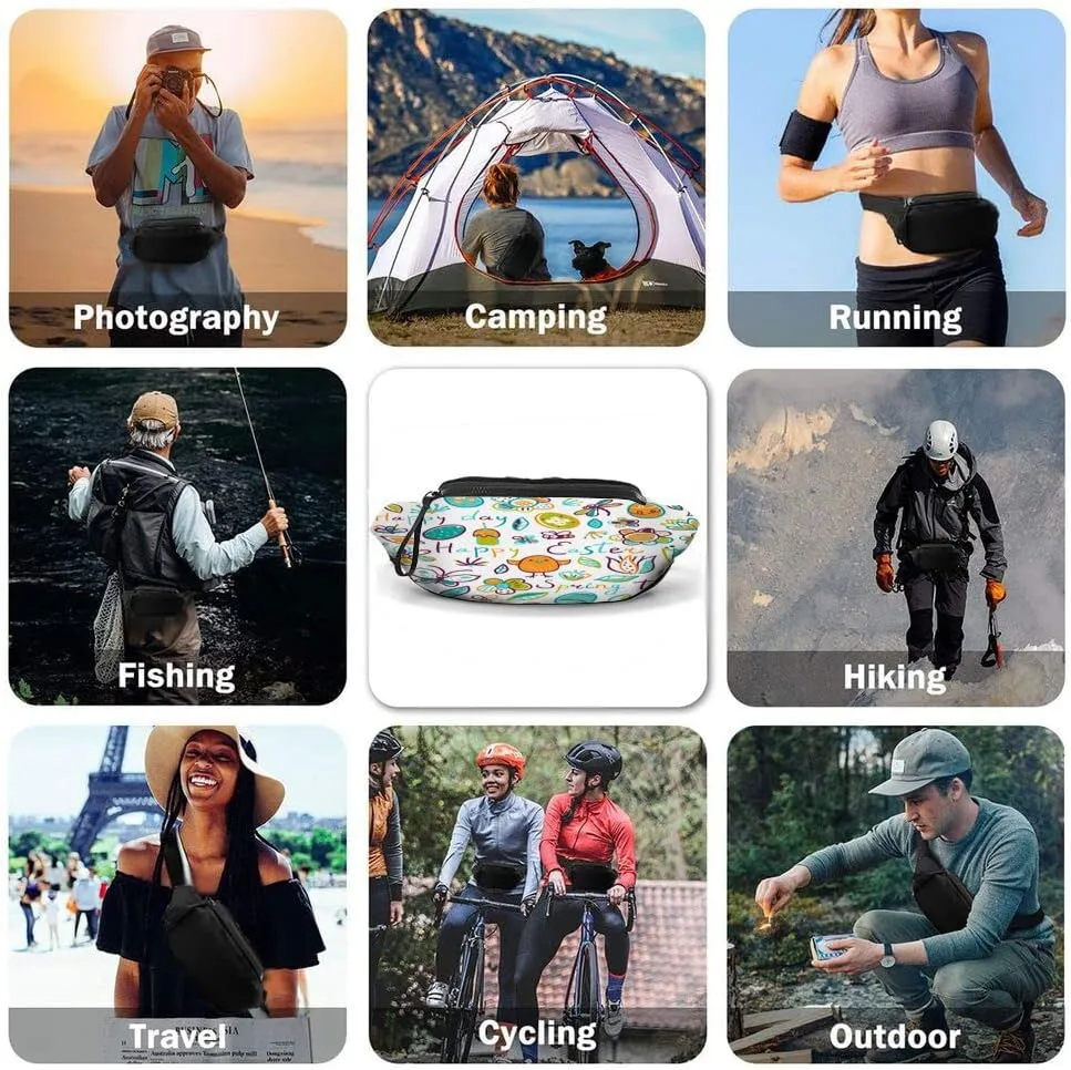 Leisure Sports Crossbody Fanny Pack Waist Bag For Women Men Cute Chicken Bee Dragonfly Flying Around Flowering Shrubs Wallets Belt Bag With Earphone Jack Zipper Bag Phone Bag For Outdoor