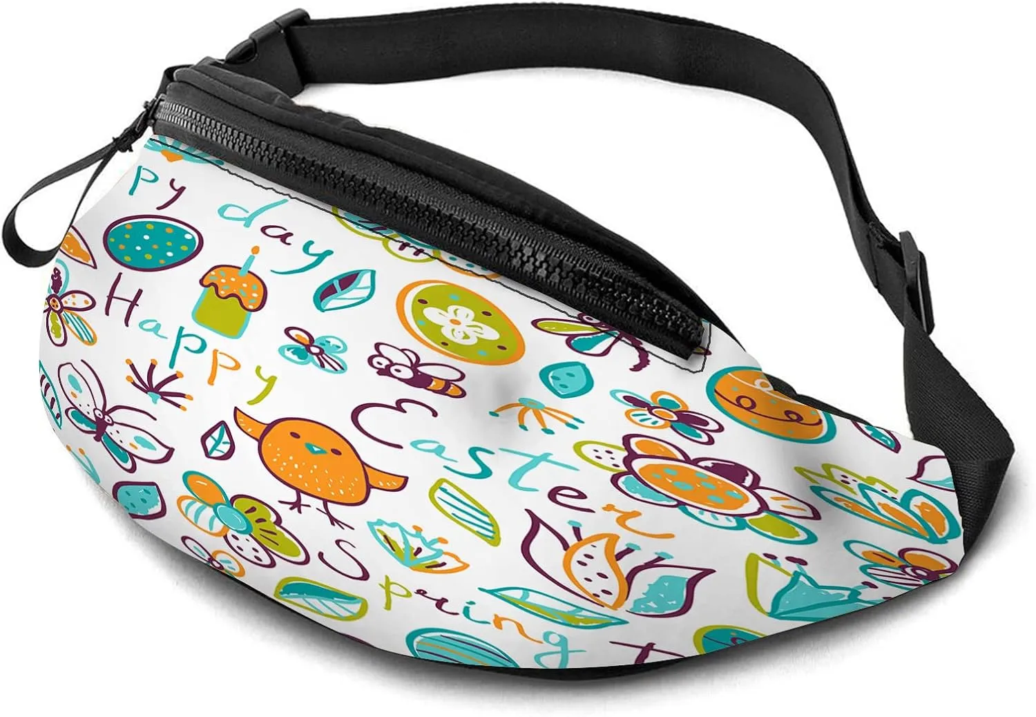 Leisure Sports Crossbody Fanny Pack Waist Bag For Women Men Cute Chicken Bee Dragonfly Flying Around Flowering Shrubs Wallets Belt Bag With Earphone Jack Zipper Bag Phone Bag For Outdoor
