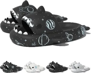 LELEBEAR Shark Slides for Women Men Summer Novelty Open Toe Cloud Shark Slide Sandals Soft Anti-slip Shark Slippers