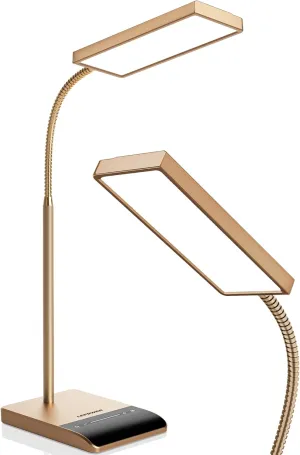 LEPOWER Desk Lamp, 800LM LED Reading Lamp for Home Office & Bedroom, Touch Control, Gooseneck, 50 Modes (Gold)
