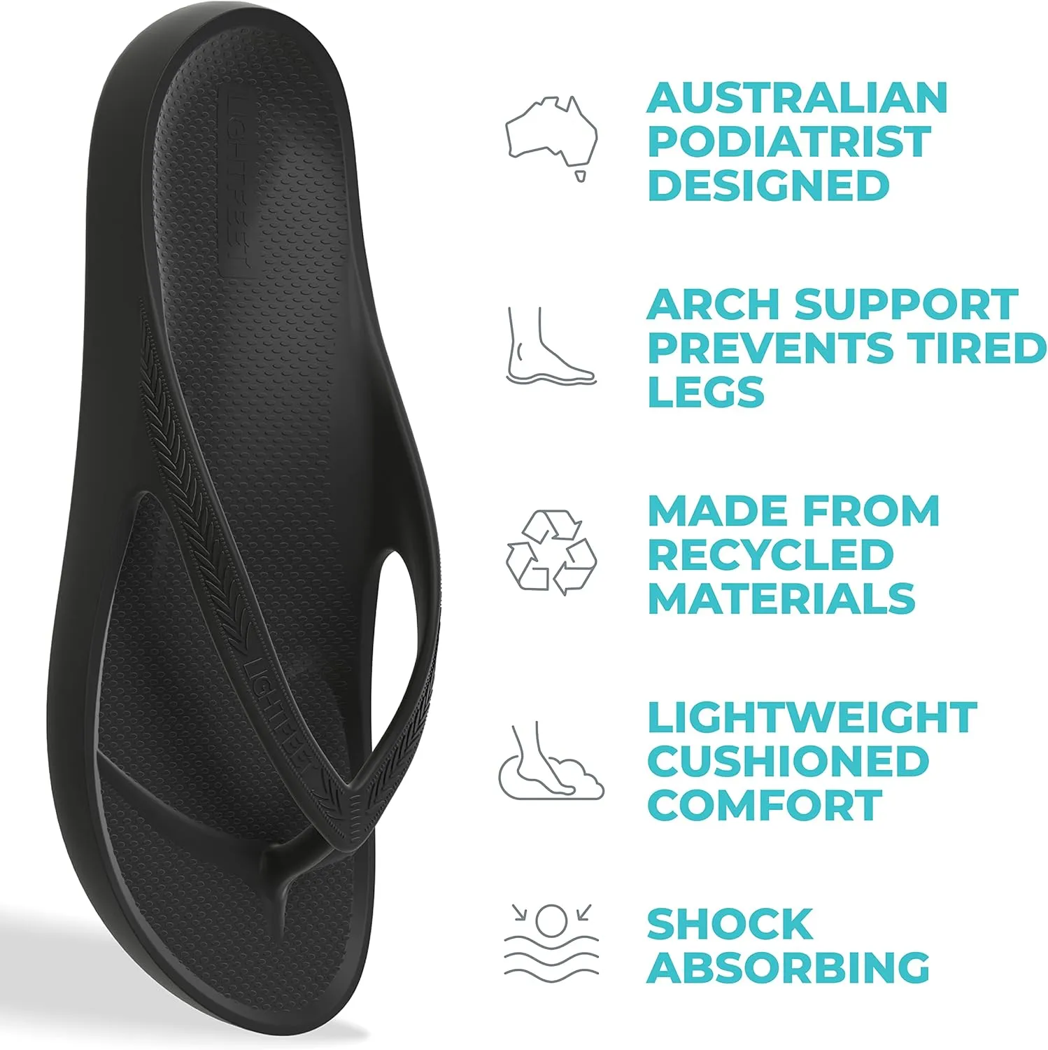 LightFeet Arch Support Flip Flops – Australian Podiatrists Designed FlipFlops for Women & Men Prevent Tired Aching Legs | Unisex Orthotic Plantar Fasciitis Flip Flops Made From Recycled Materials