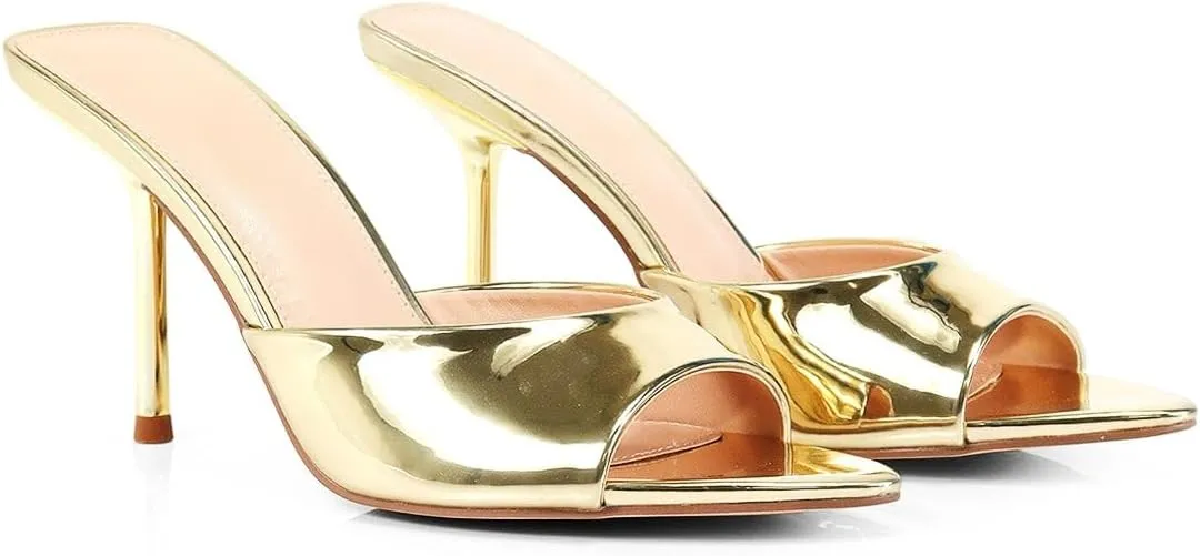 Liliana Women's Peep Toe Mule with Stiletto Heel Sandal