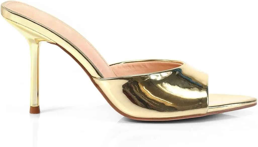 Liliana Women's Peep Toe Mule with Stiletto Heel Sandal