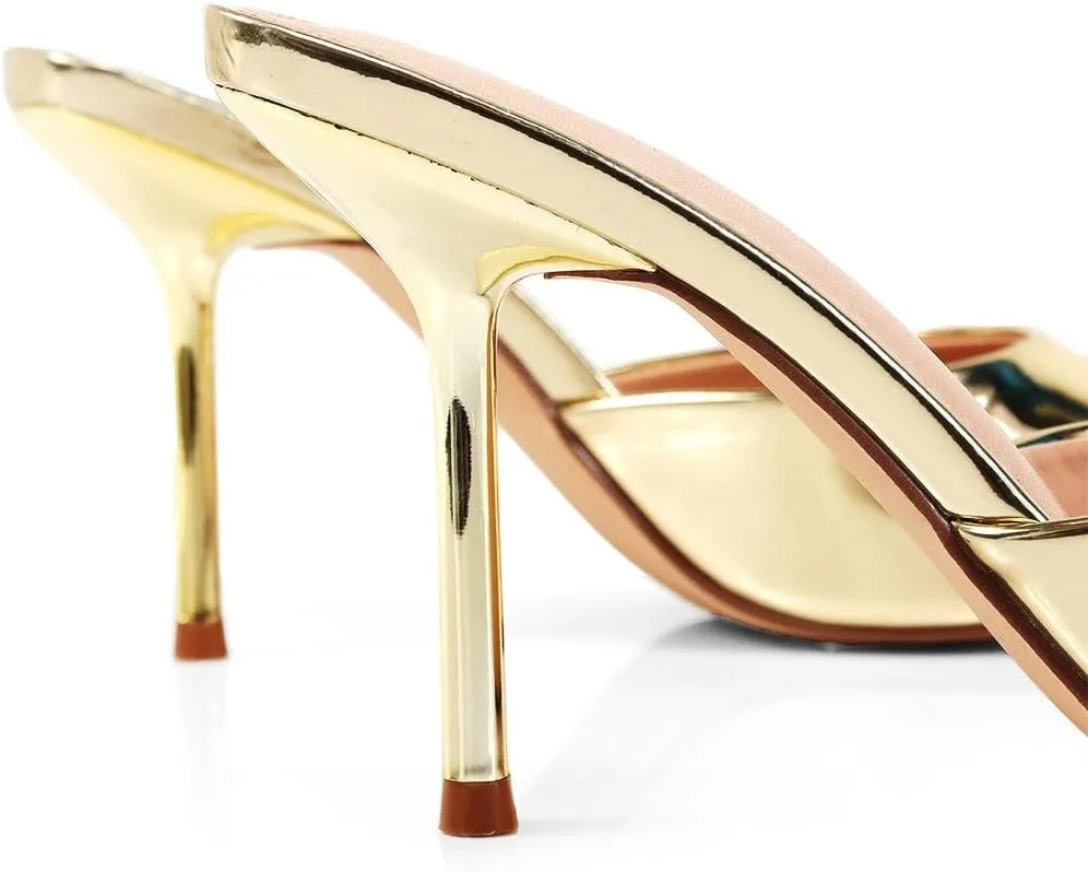Liliana Women's Peep Toe Mule with Stiletto Heel Sandal