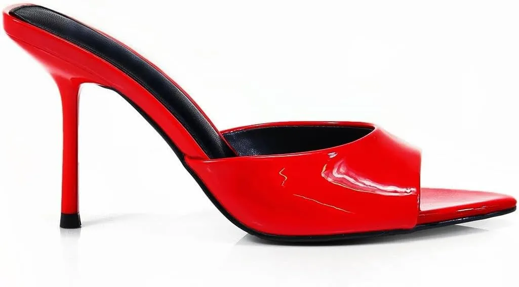 Liliana Women's Peep Toe Mule with Stiletto Heel Sandal