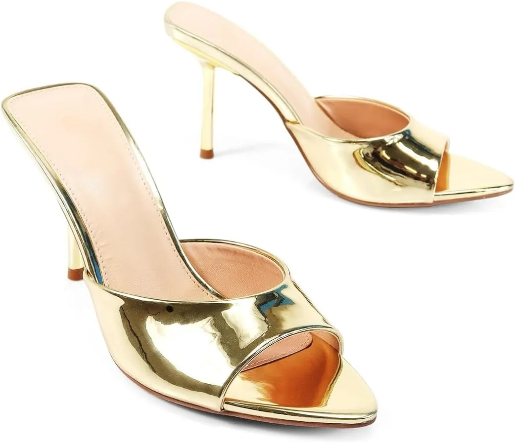 Liliana Women's Peep Toe Mule with Stiletto Heel Sandal