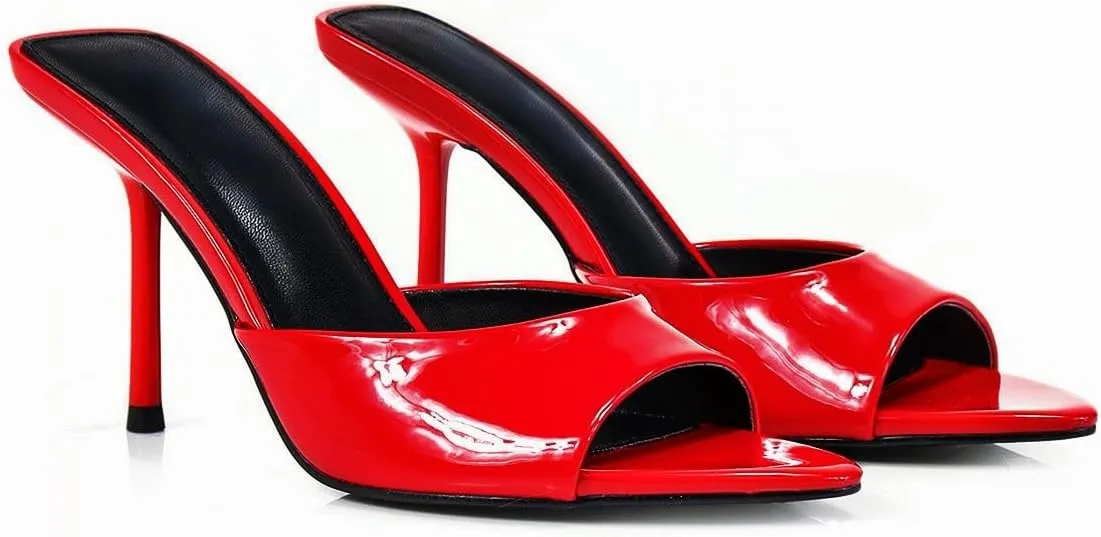 Liliana Women's Peep Toe Mule with Stiletto Heel Sandal