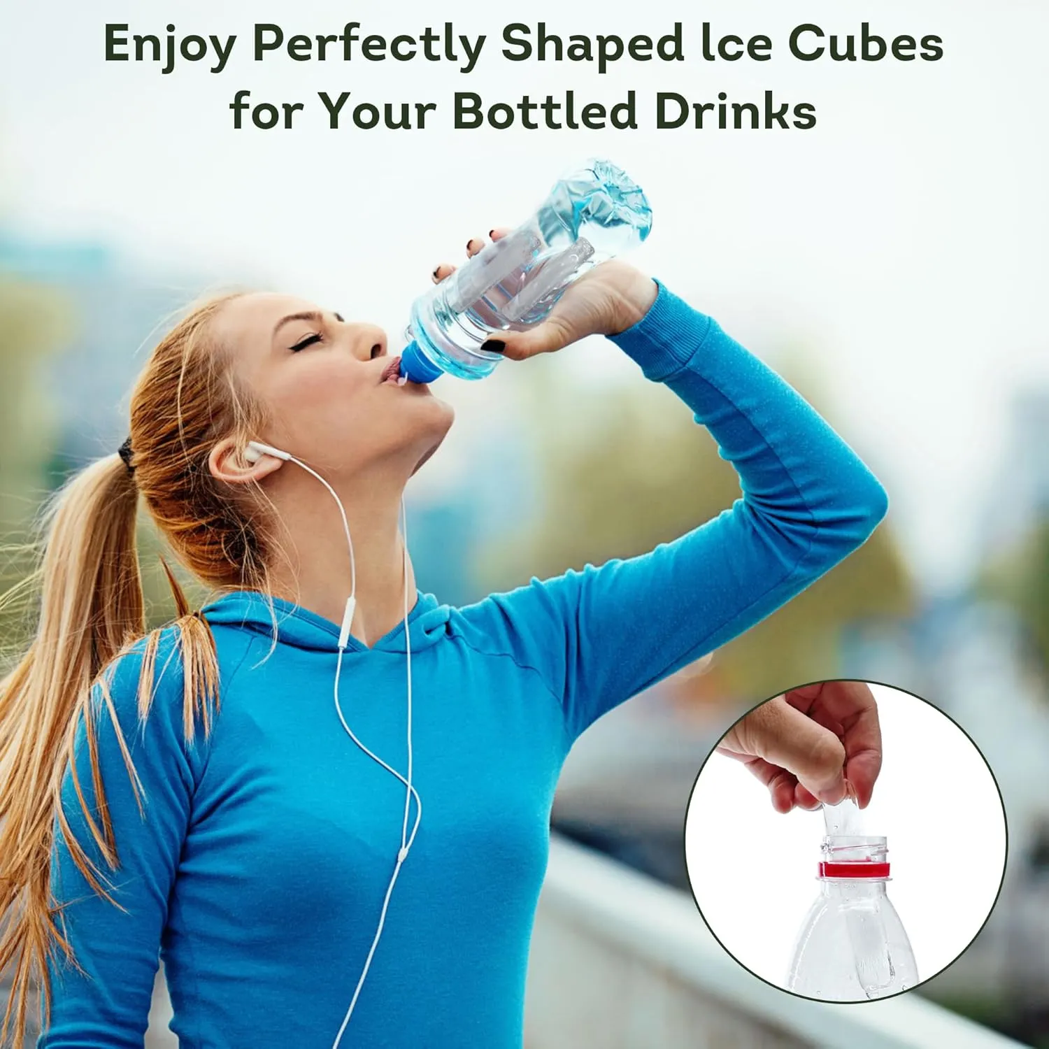 Lily's Home Silicone Ice Cube Tray with Lid Set of 4, BPA-Free, Ideal for Water Bottles & Sports Bottles, Flexible & Stackable Design for Quick Release, Ice Cube Trays for Freezer(11.69"x4.72"x0.79")