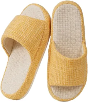 Linen Slippers for Women Men Spring Summer Shoes Indoor Outdoor Soft Slide Sandals Slip-on House Shoes Home Shoes 2025