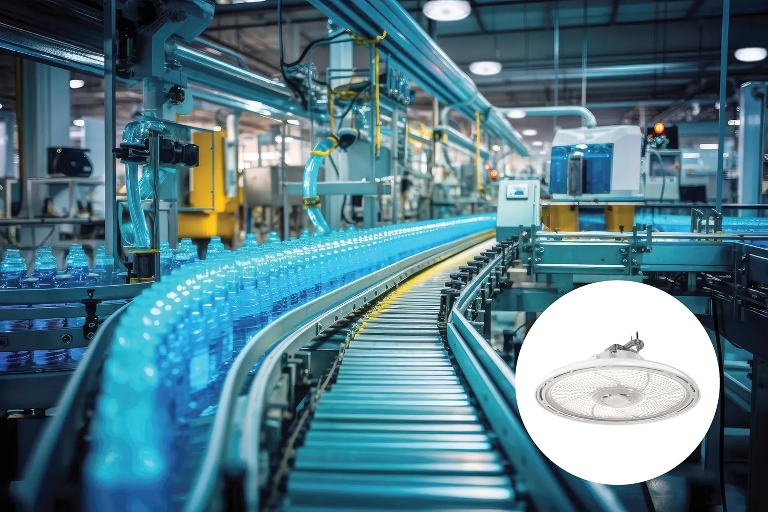Lithonia Lighting REBL Round High Bay LED Light, 24,000/27,000/30,000 Adjustable Lumen Output, 3500K/4000K/5000K Switchable White Color Temperature, Work Light, UVOLT 120-347V, 14.6" x 7.7", Bronze