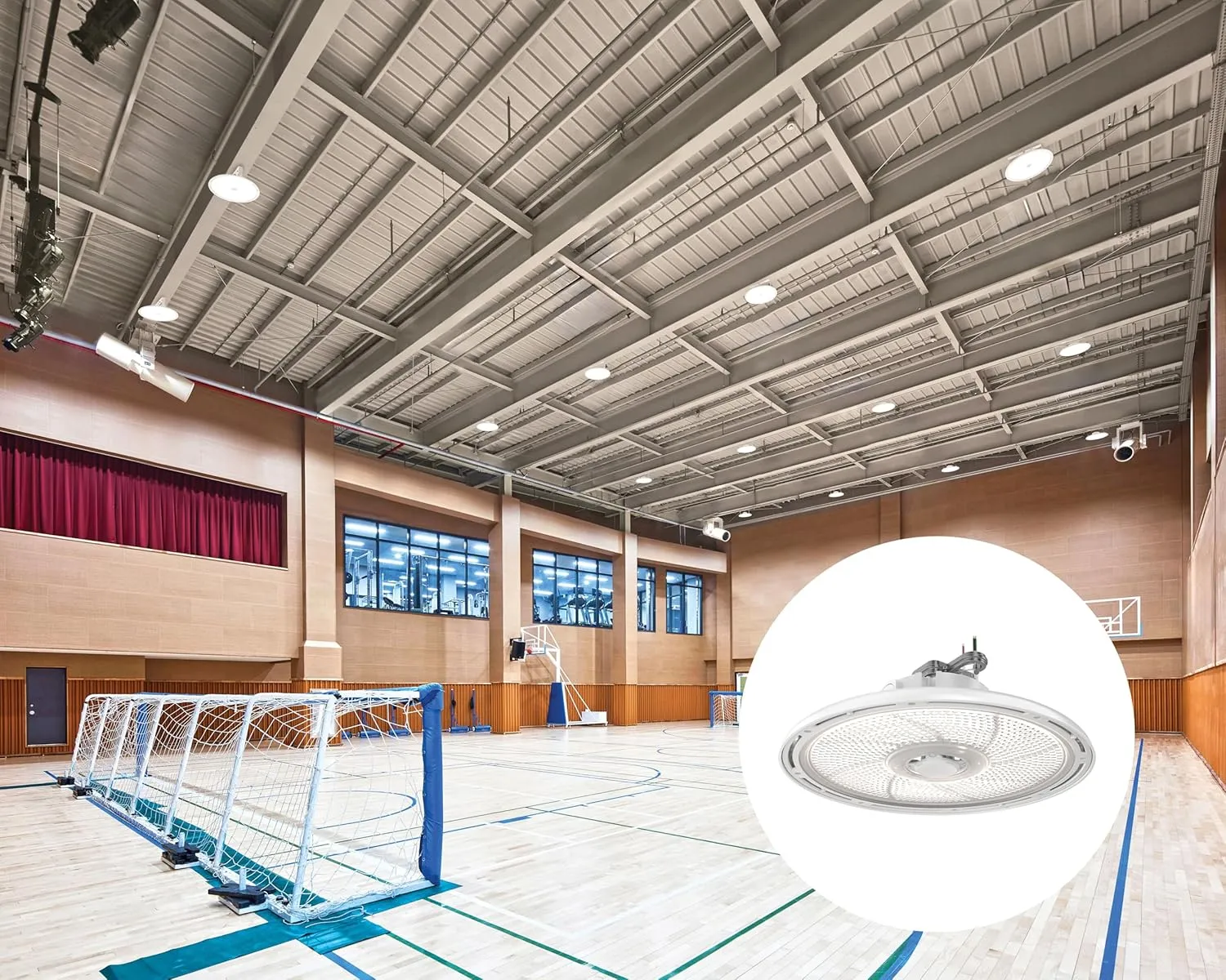 Lithonia Lighting REBL Round High Bay LED Light, 24,000/27,000/30,000 Adjustable Lumen Output, 3500K/4000K/5000K Switchable White Color Temperature, Work Light, UVOLT 120-347V, 14.6" x 7.7", Bronze